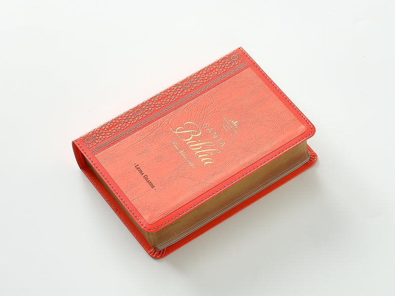 Cargue la imagen en el visor de la galería, Biblia RVR 1960, Tamaño portátil, Letra Grande, imitación piel coral
