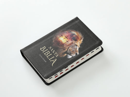 Biblia RVR 1960, Tamaño Manual, Letra Grande, con índice, imitación piel León/cruces