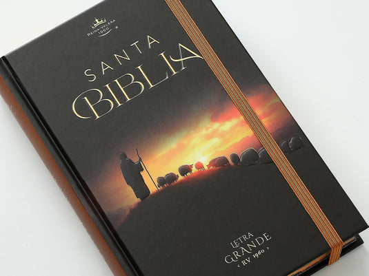 Biblia RVR 1960, Tamaño Manual, Letra Grande, tapa dura con elástico Pastor