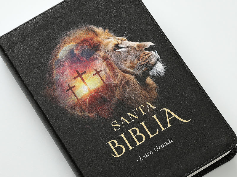 Cargue la imagen en el visor de la galería, Biblia RVR 1960, Tamaño Manual, Letra Grande, con índice, imitación piel León/cruces
