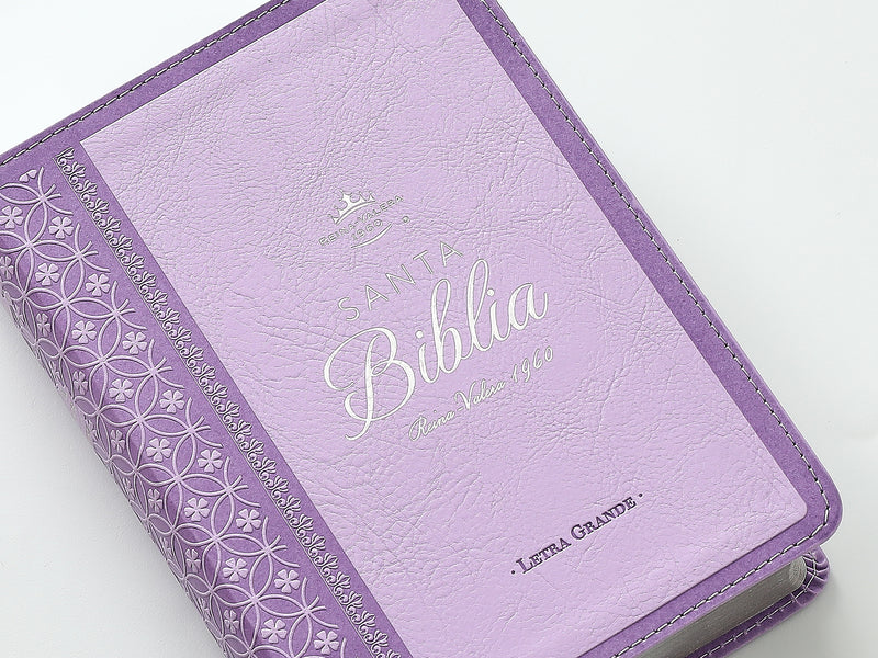 Cargue la imagen en el visor de la galería, Biblia RVR 1960, Tamaño portátil, Letra Grande, imitación piel lila
