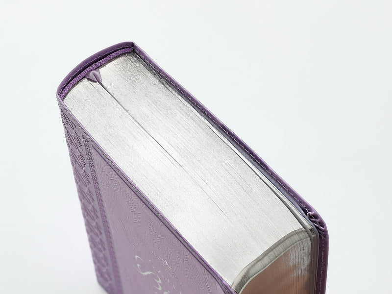Cargue la imagen en el visor de la galería, Biblia RVR 1960, Tamaño portátil, Letra Grande, imitación piel lila
