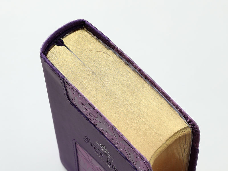 Cargue la imagen en el visor de la galería, Biblia RVR 1960, Tamaño portátil, Letra Grande, imitación piel morada
