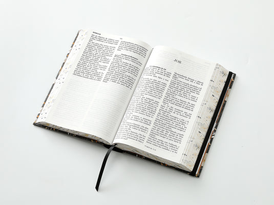 Biblia RVR 1960, Tamaño Manual, Letra Grande, tapa dura con elástico negra flores