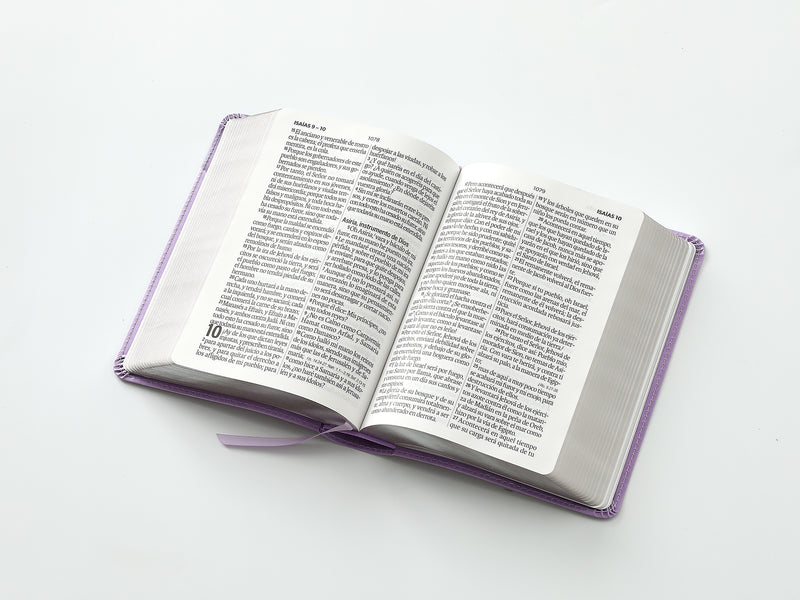 Cargue la imagen en el visor de la galería, Biblia RVR 1960, Tamaño portátil, Letra Grande, imitación piel lila
