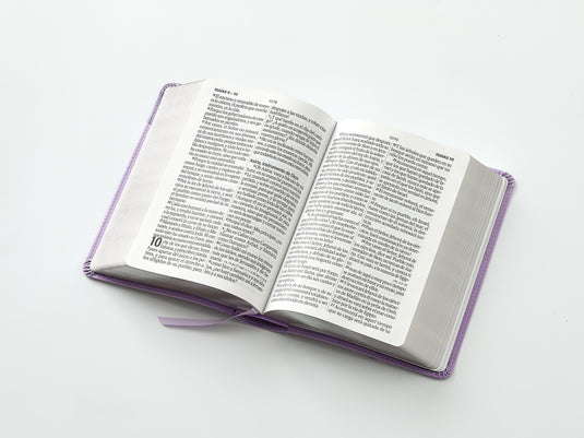 Biblia RVR 1960, Tamaño portátil, Letra Grande, imitación piel lila