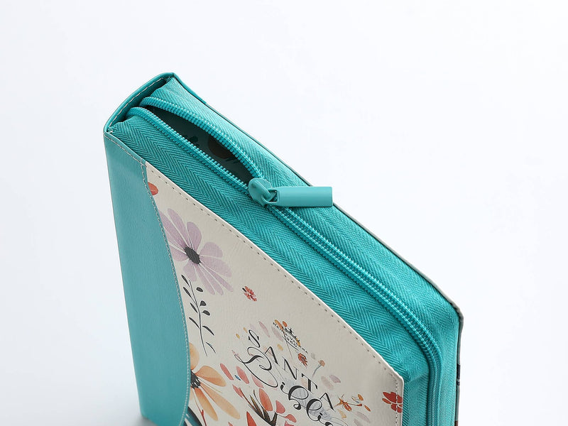 Cargue la imagen en el visor de la galería, Biblia RVR 1960, Cierre zíper, con índice, Letra Súper Gigante, imitación piel celeste jardín
