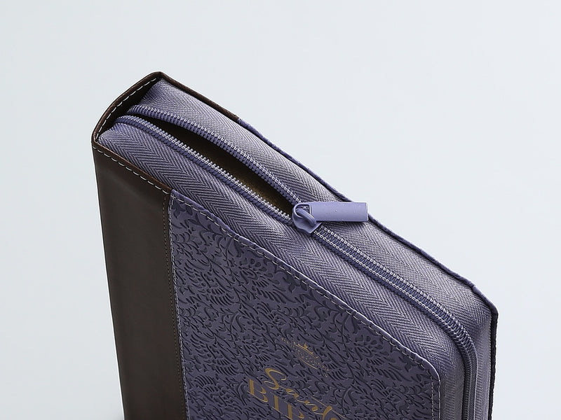 Cargue la imagen en el visor de la galería, Biblia RVR 1960, Cierre zíper, con índice, Letra Súper Gigante, imitación pie morada
