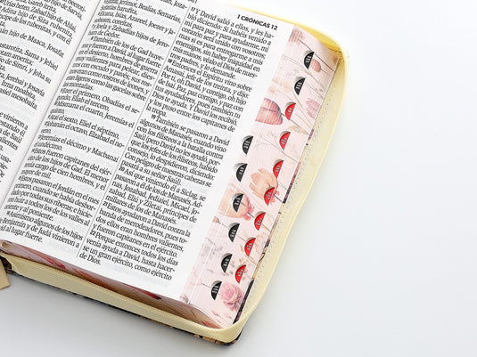 Biblia RVR 1960, Cierre zíper, con índice, Letra Súper Gigante, imitación piel beige Floral
