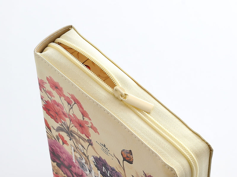 Cargue la imagen en el visor de la galería, Biblia RVR 1960, Cierre zíper, con índice, Letra Súper Gigante, imitación piel beige Floral
