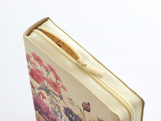 Biblia RVR 1960, Cierre zíper, con índice, Letra Súper Gigante, imitación piel beige Floral