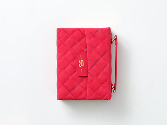 Biblia cartera RV1960 con broche magnético, imitación piel fucsia
