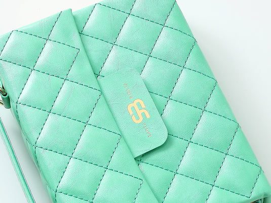Biblia cartera RV1960 con broche magnético, imitación piel verde menta