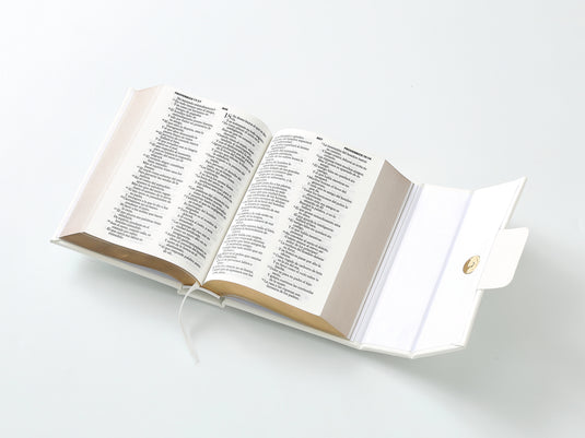 Biblia cartera RV1960 con broche magnético, imitación piel blanca