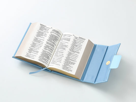 Biblia cartera RV1960 con broche magnético, imitación piel celeste