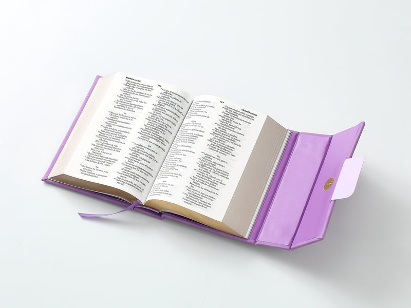 Cargue la imagen en el visor de la galería, Biblia cartera RV1960 con broche magnético, imitación piel lila
