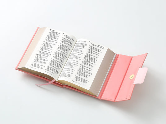 Biblia cartera RV1960 con broche magnético, imitación piel rosada