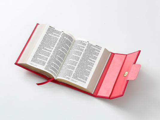 Biblia cartera RV1960 con broche magnético, imitación piel fucsia