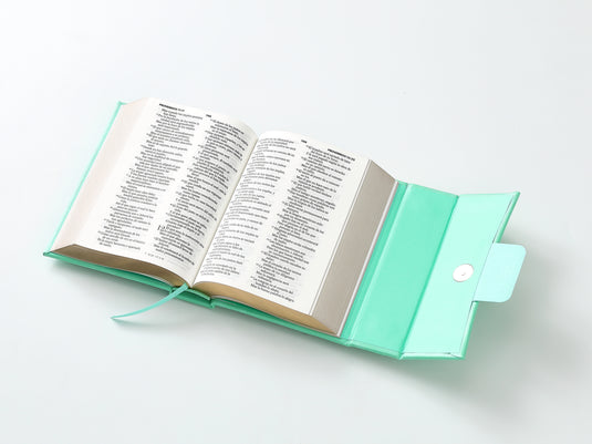 Biblia cartera RV1960 con broche magnético, imitación piel verde menta