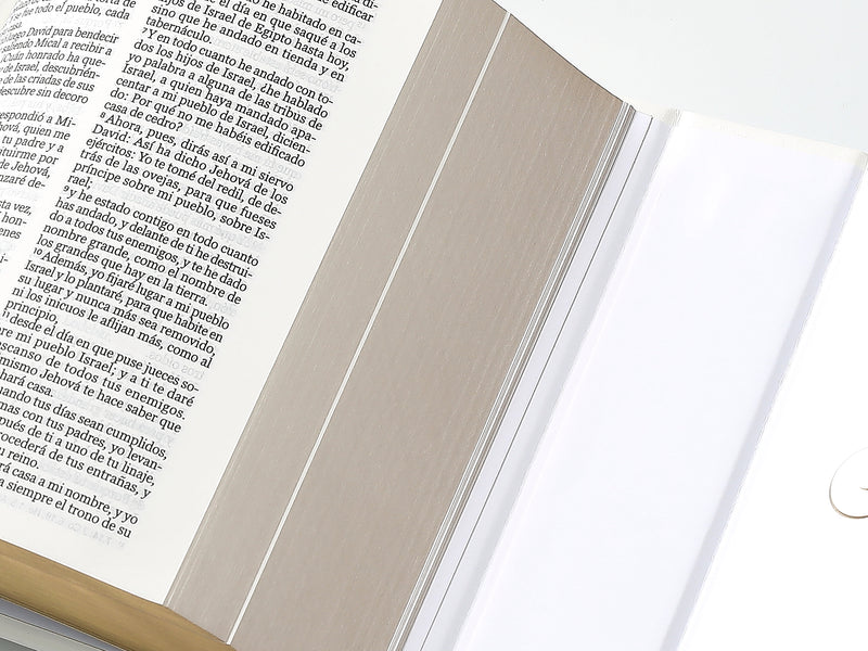 Cargue la imagen en el visor de la galería, Biblia cartera RV1960 con broche magnético, imitación piel blanca
