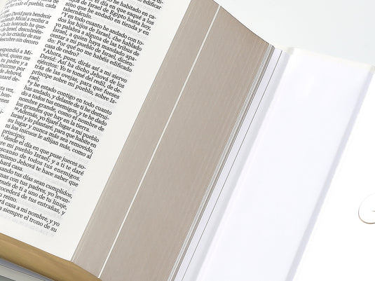 Biblia cartera RV1960 con broche magnético, imitación piel blanca