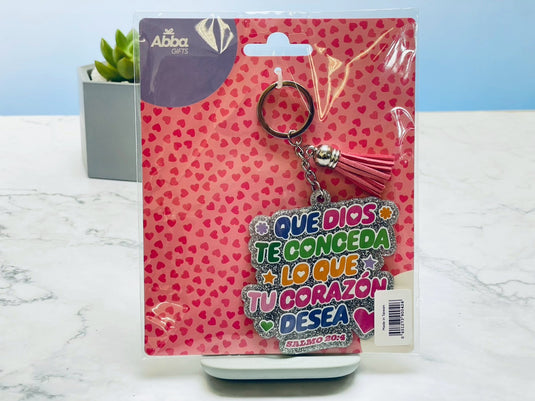 Llavero con glitter Que Dios te conceda