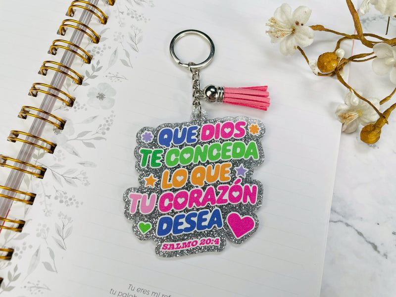 Cargue la imagen en el visor de la galería, Llavero con glitter Que Dios te conceda
