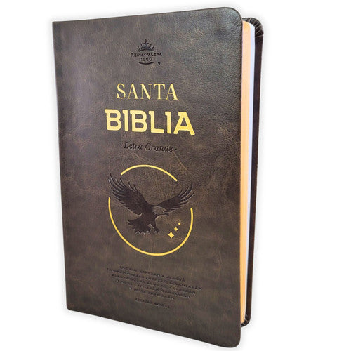 Biblia RVR 1960, Tamaño manual, Letra Grande, imitación piel gris águila