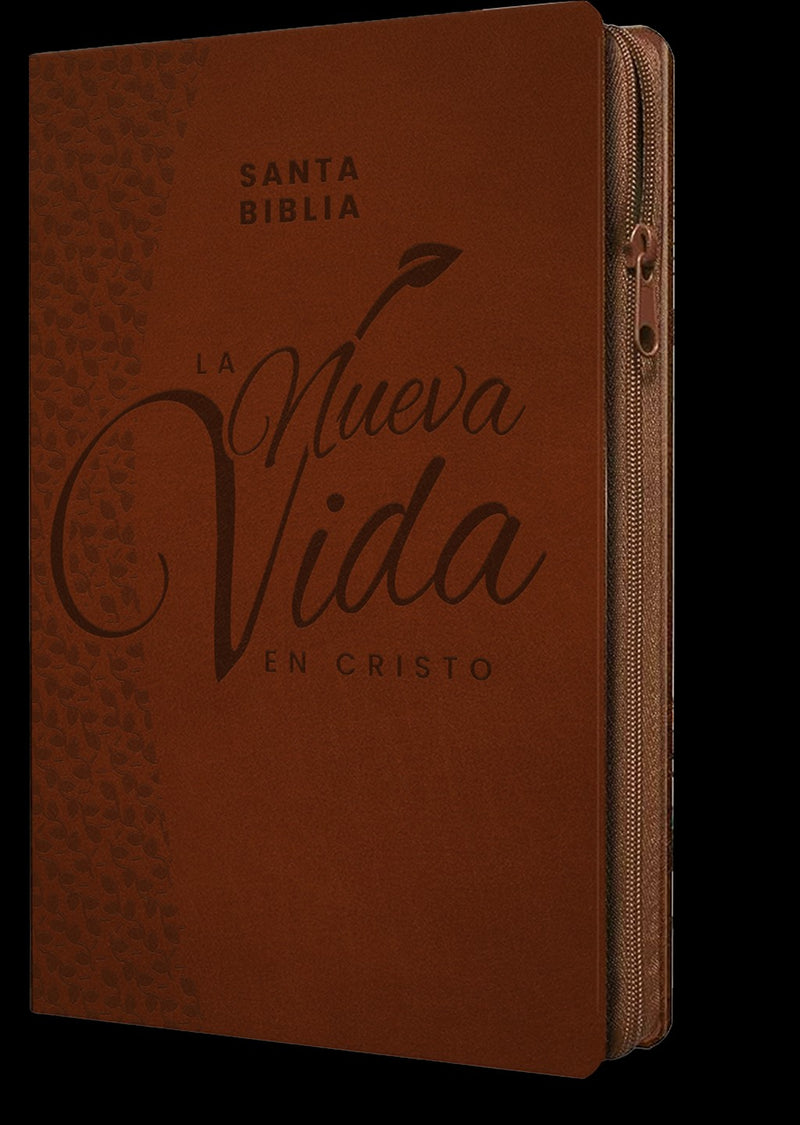 Cargue la imagen en el visor de la galería, Santa Biblia La Nueva Vida en Cristo NVI, Cierre zíper, Símil Piel café
