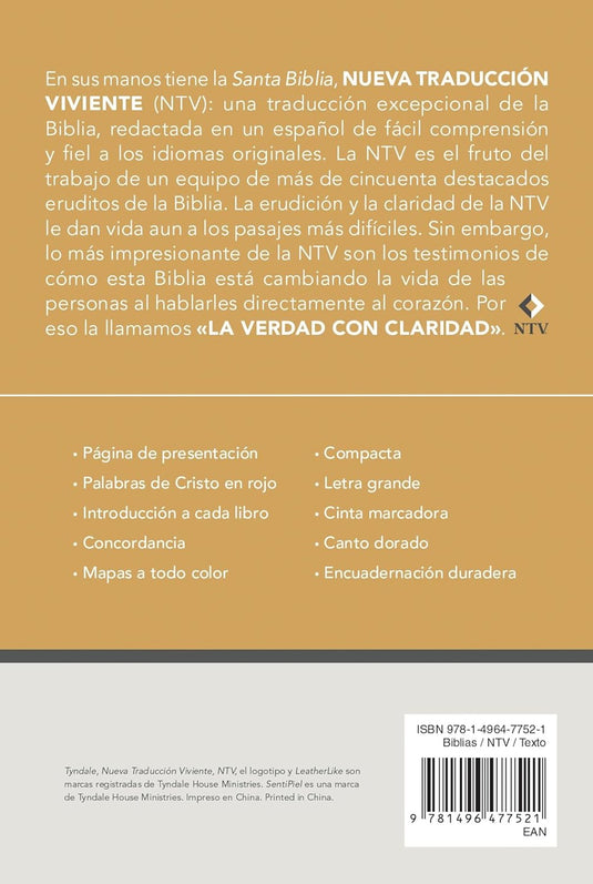 Santa Biblia NTV, Edición compacta, letra grande