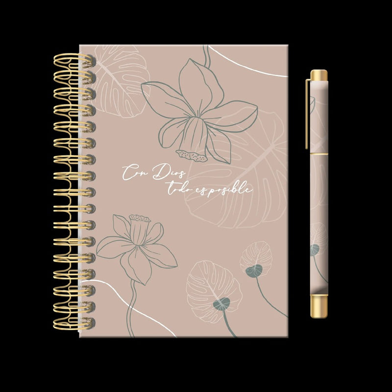 Cargue la imagen en el visor de la galería, Set de libreta con lapicero café | Con Dios todo es posible
