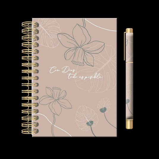 Set de libreta con lapicero café | Con Dios todo es posible