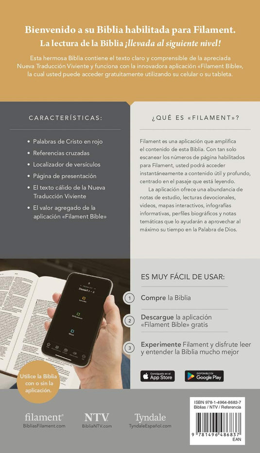 Biblia ultrafina NTV, con Filament, Cierre zíper, imitación piel floral