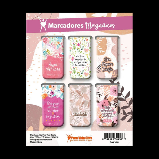 Marcadores de páginas magnéticos, floral