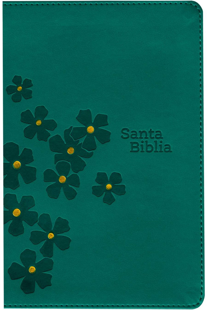 Cargue la imagen en el visor de la galería, Biblia compacta NTV, con Filament, Letra Gigante, SentiPiel turquesa floral
