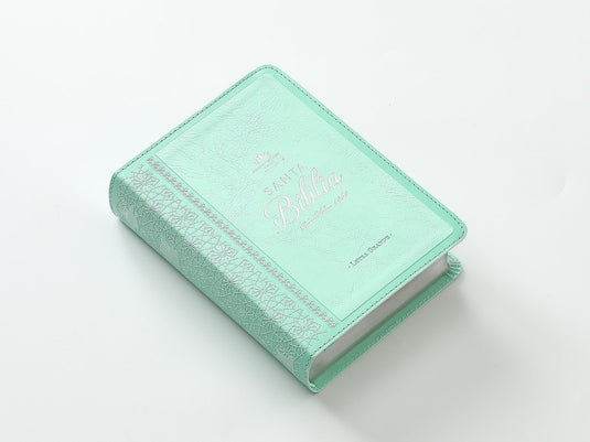 Biblia RVR 1960, Tamaño portátil, Letra Grande, imitación piel menta