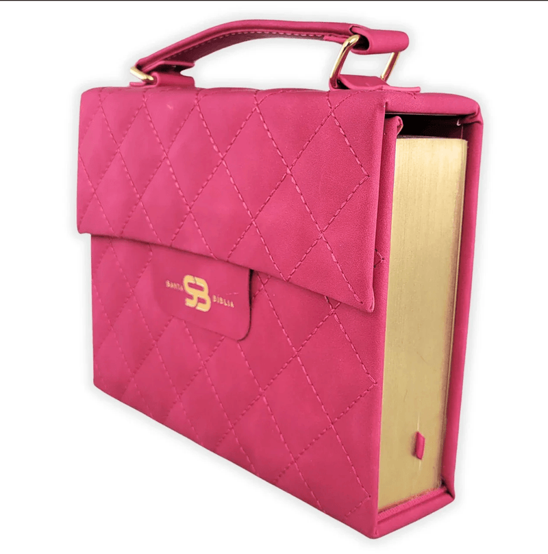 Cargue la imagen en el visor de la galería, Biblia cartera RVR 1960 con broche magnético, imitación piel fucsia

