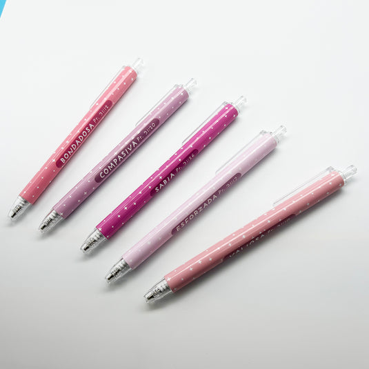 Paquete de 5 lapiceros con versículos Mujer virtuosa