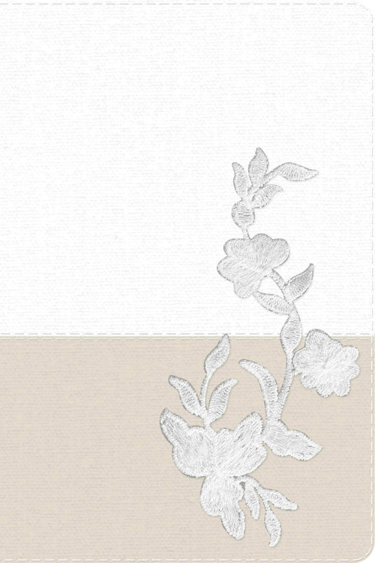 Biblia RVR 1960 Recuerdo de Boda, imitación piel blanco/lino/encaje
