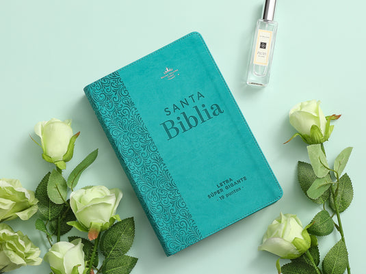 Biblia RVR 1960, Letra Súper Gigante, imitación piel turquesa