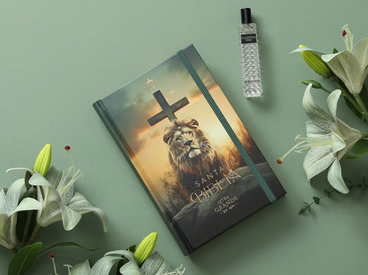 Biblia RVR 1960, Tamaño Manual, Letra Grande, tapa dura con elástico León de Victoria