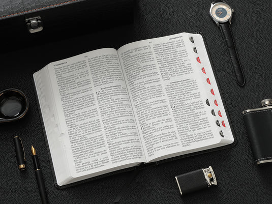 Biblia RVR 1960, Tamaño Manual, Letra Grande, con índice, imitación piel León/cruces