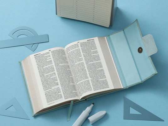 Biblia cartera RV1960 con broche magnético, imitación piel turquesa