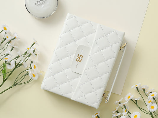 Biblia cartera RV1960 con broche magnético, imitación piel blanca