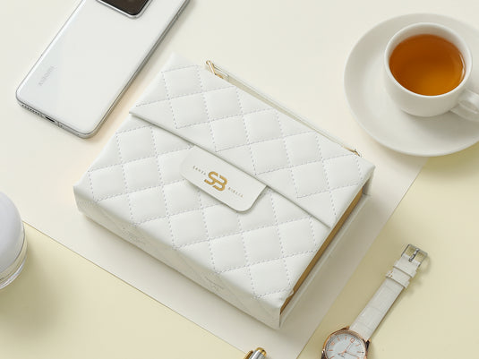 Biblia cartera RV1960 con broche magnético, imitación piel blanca
