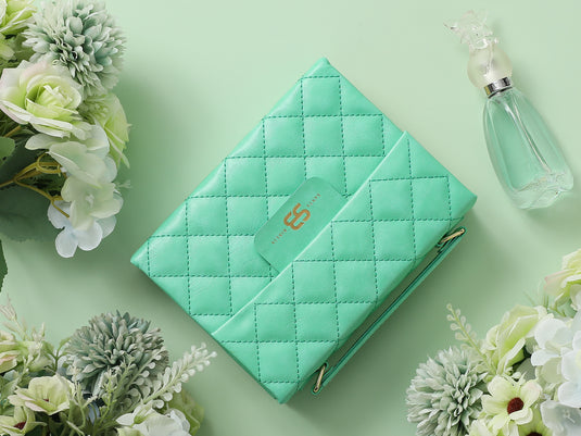 Biblia cartera RV1960 con broche magnético, imitación piel verde menta