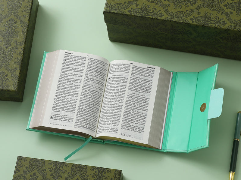 Cargue la imagen en el visor de la galería, Biblia cartera RV1960 con broche magnético, imitación piel verde menta

