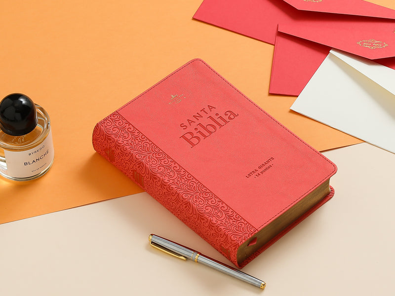 Cargue la imagen en el visor de la galería, Biblia RVR 1960, Letra Gigante, imitación piel coral
