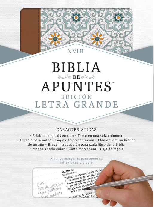 Biblia de Apuntes NVI, Letra Grande, símil piel azulejos color salvia