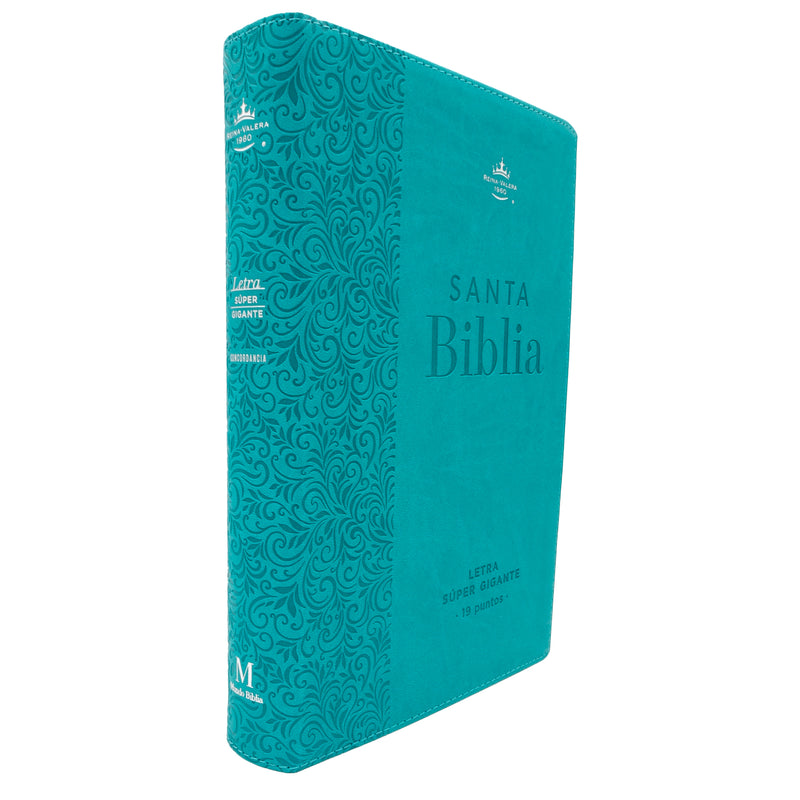 Cargue la imagen en el visor de la galería, Biblia RVR 1960, Letra Súper Gigante, imitación piel turquesa
